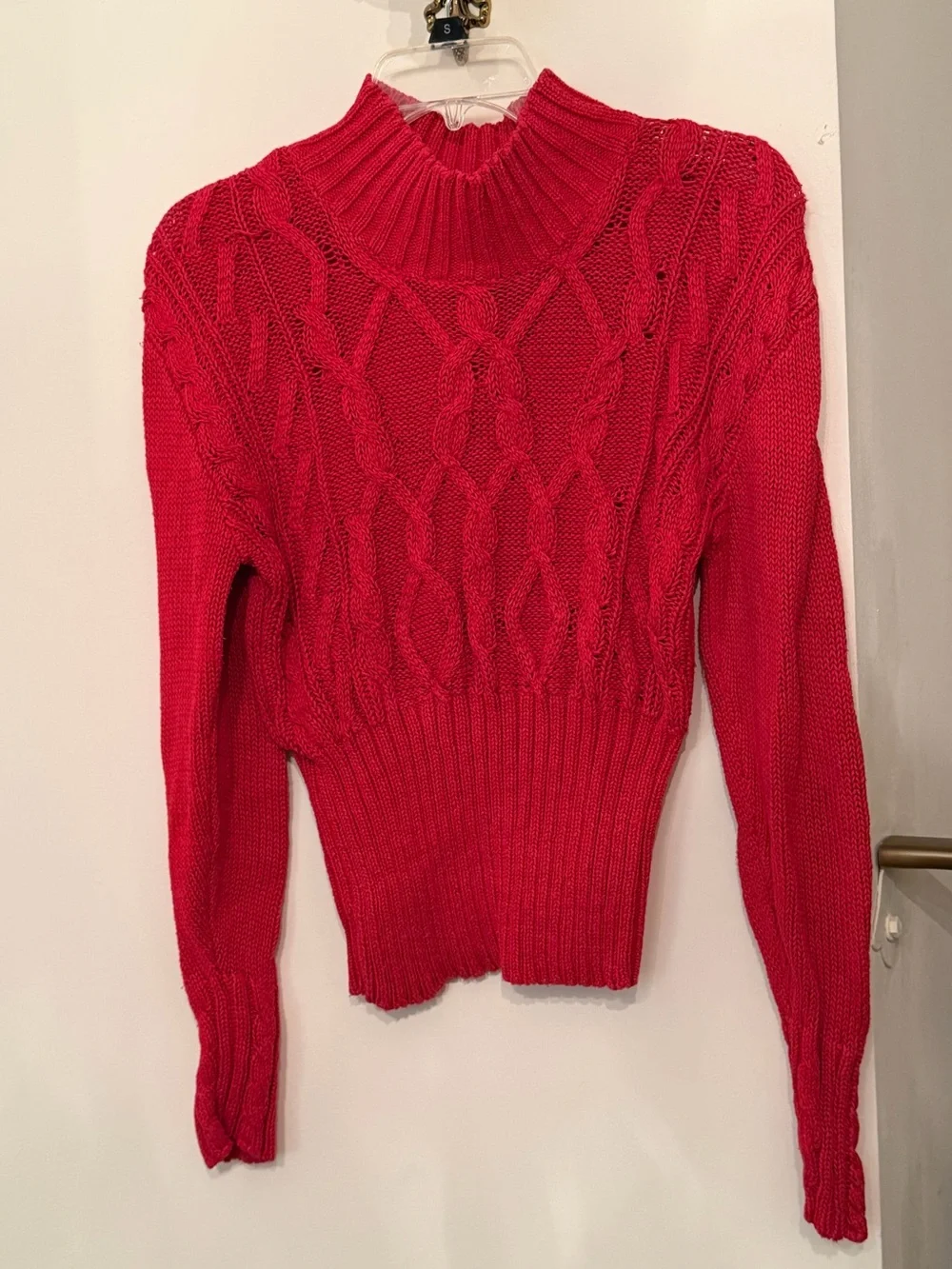 Hunters Run Vintage Red Turtleneck Sweater Top Small Dmg Shoulder